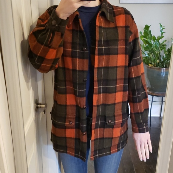 Plaid wool orange and green top Size small - Picture 7 of 7